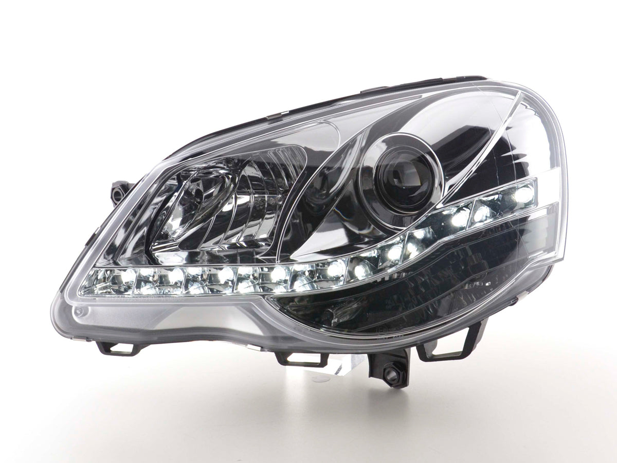 Scheinwerfer Set Daylight LED Tagfahrlicht VW Polo 4 9N3 chrom Scheinwerfer Set Daylight LED Tagfahrlicht VW Polo 4 9N3 chrom